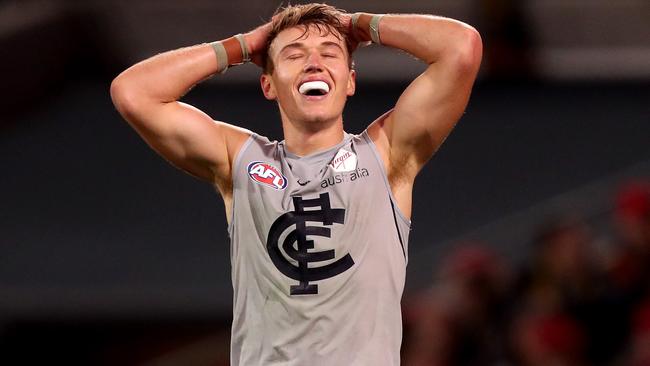 Patrick Cripps after missing a goal.