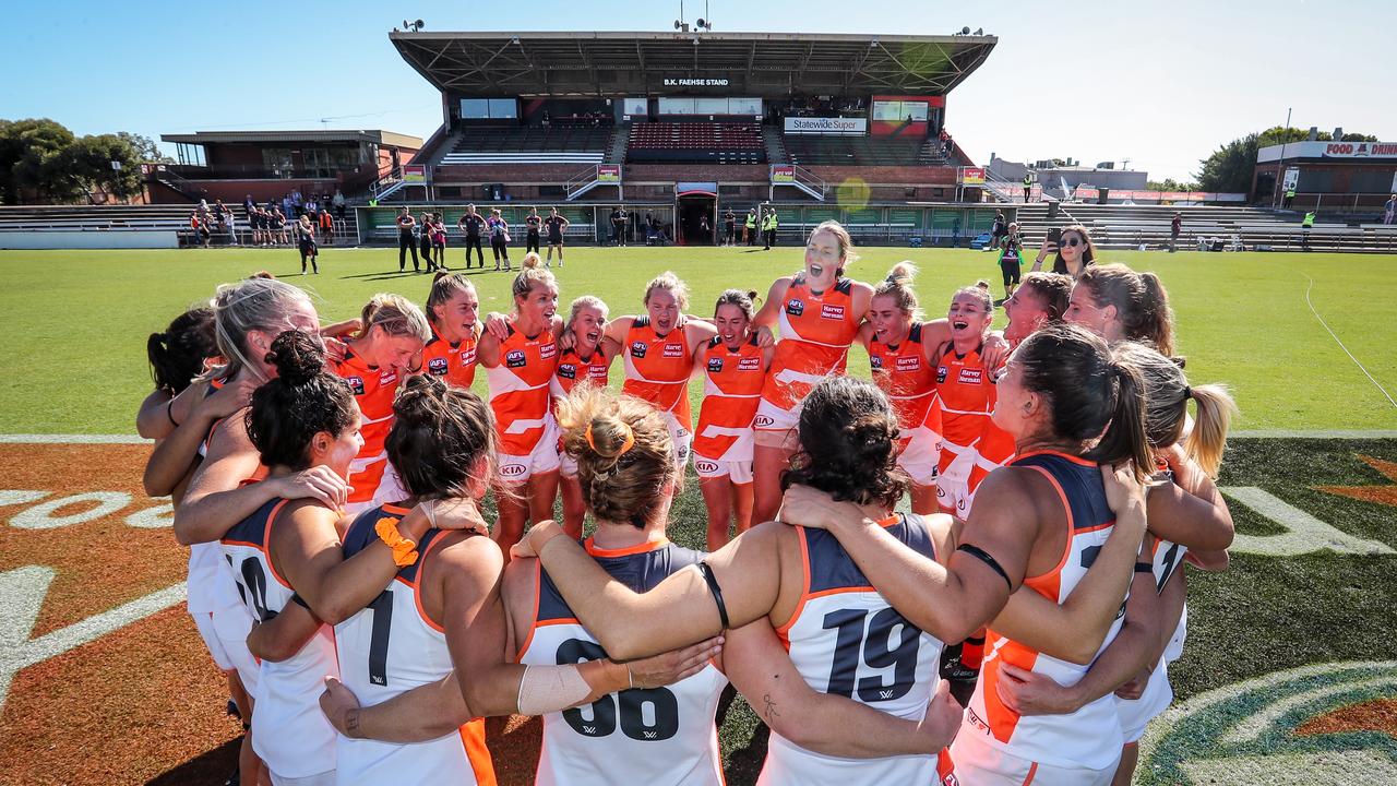 There are two rounds left to be played in the AFLW season, plus three weeks of finals. (Photo by Matt Turner/AFL Photos via Getty Images)