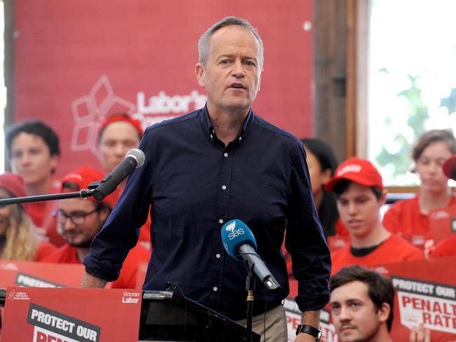 Bill Shorten at the penalty rates rally held by the Victorian Labor's Community Action Network. Picture: AAP