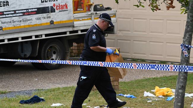 Police are the scene of the fatal home invasion. Picture: Lyndon Mechielsen