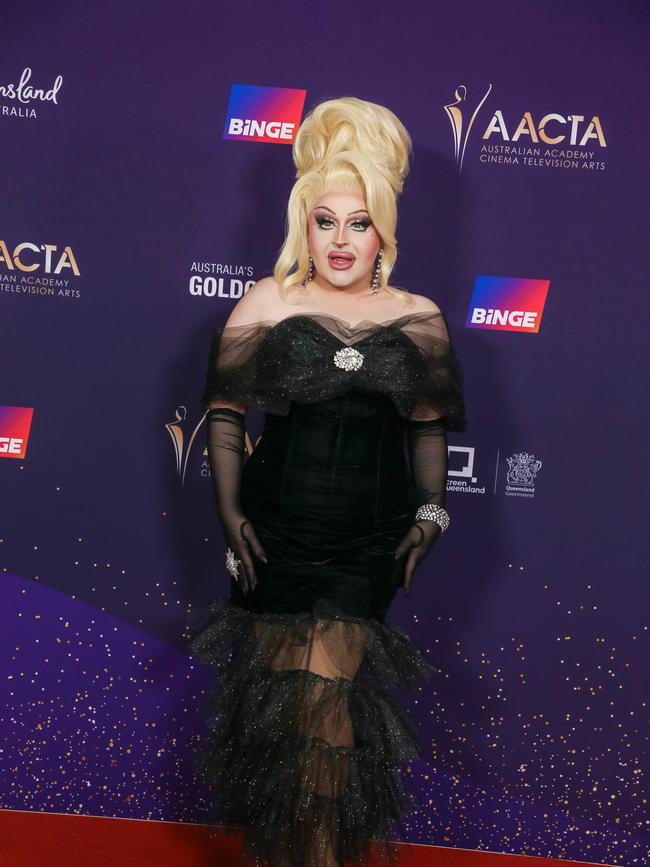 Mojean Aria arrives on the Red Carpet at the 2024 Aacta Awards at HOTA on the Gold Coast. Picture: Glenn Campbell
