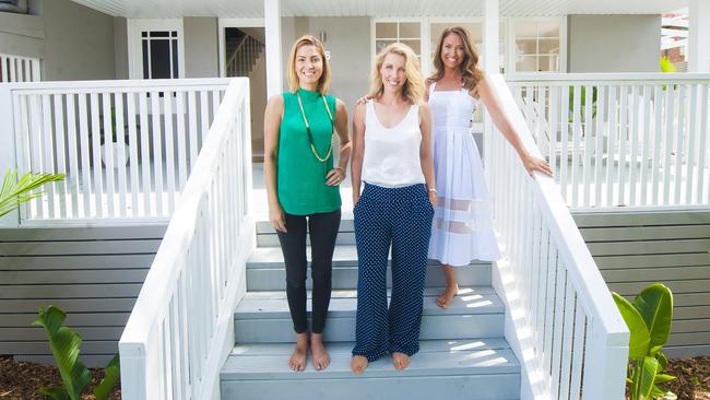 Erin Cayless, Lana Taylor and Bonnie Hindmarsh at 26 Ambleside Drive, Castle Hill. Picture: Phil Rogers