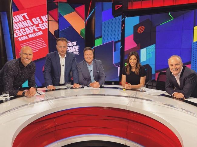 Fitzy, Mark Bosnich, Tony Squires, Tara Rushton & Robert Craddock on The Back Page on Fox Sports. Picture: Supplied