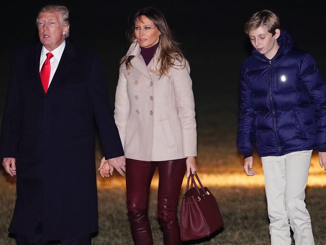 US President Donald Trump, First Lady Melania Trump and son Barron. Picture: AFP