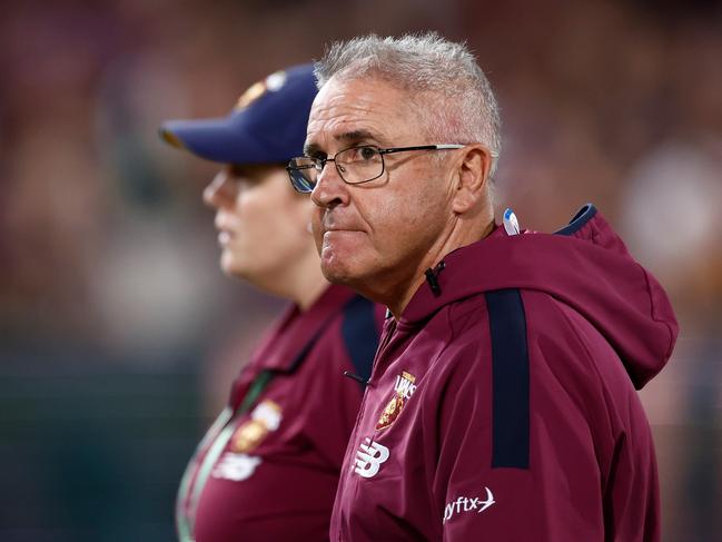 BRISBANE, AUSTRALIA – SEPTEMBER 07: Chris Fagan, Senior Coach of the Lions looks on during the 2024 AFL First Elimination Final match between the Brisbane Lions and the Carlton Blues at The Gabba on September 07, 2024 in Brisbane, Australia. (Photo by Michael Willson/AFL Photos via Getty Images)