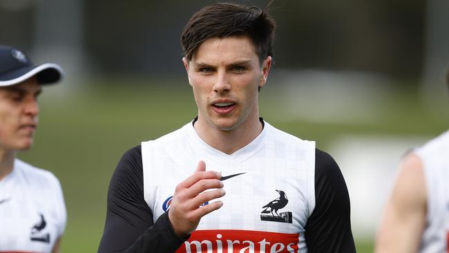 Oliver Henry is out of contract and has so far baulked at attempts from the Magpies to secure an extension from him. Picture: Daniel Pockett/Getty Images