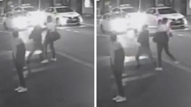 CCTV images of Travers punching the victim.