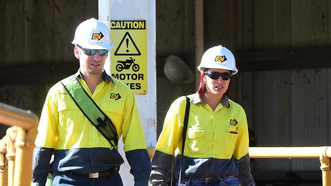 Workers leave the nickel plant. Picture: Evan Morgan
