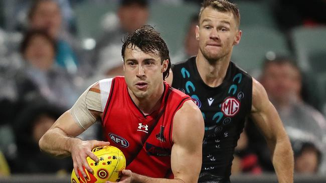 Andrew McGrath is in doubt with a groin injury. Picture: Sarah Reed/AFL Photos via Getty Images