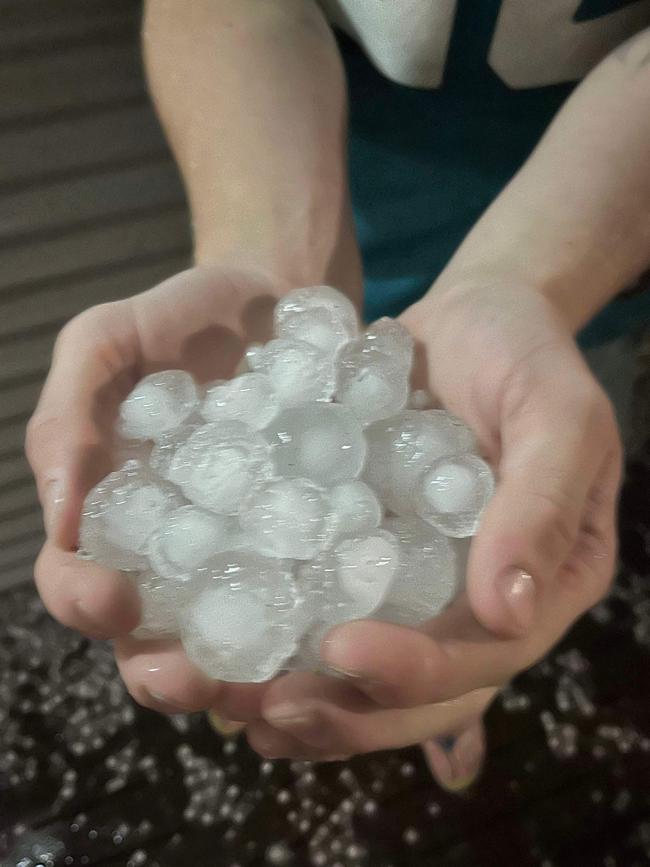 Hail stones which caused damage to crops near Horsham.