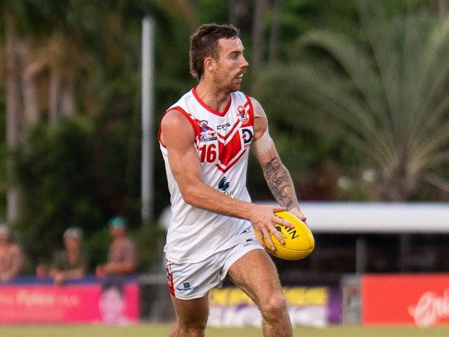 Liam Odea playing for Waratah in the 2024-25 NTFL season. Picture: Jack Riddiford / AFLNT Media