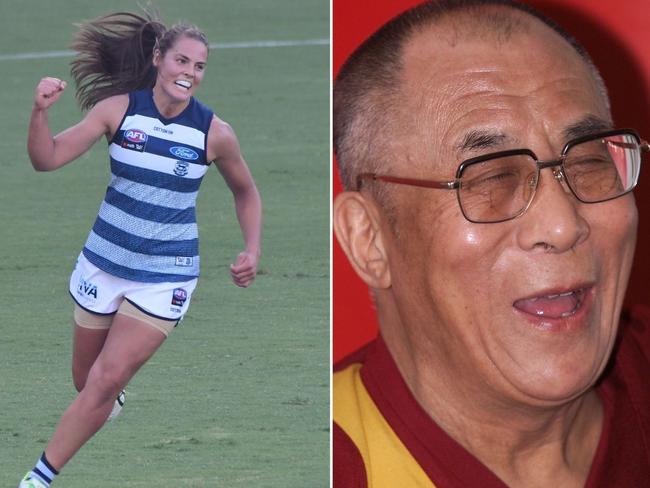 Kardinia Park 150 year milestone looms. Its past includes exotic animal exhibits, Cats triumphs (Maddie Boyd kicking a goal in the first Cats AFLW game pictured) and visits from the Dalai Lama.