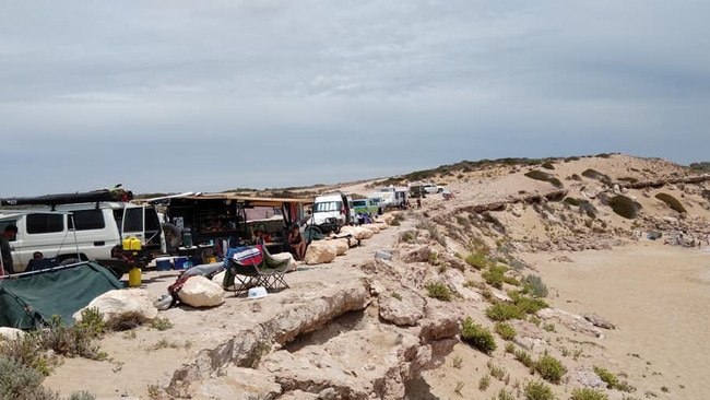 Campers at Greenly Beach near Port Lincoln. Picture: Murray Kelsh