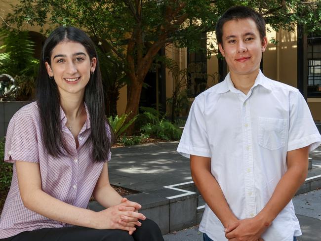 Wesley College duxes Sara Piscane and Thien Pham are happy with their uni offers. Picture: Ian Currie