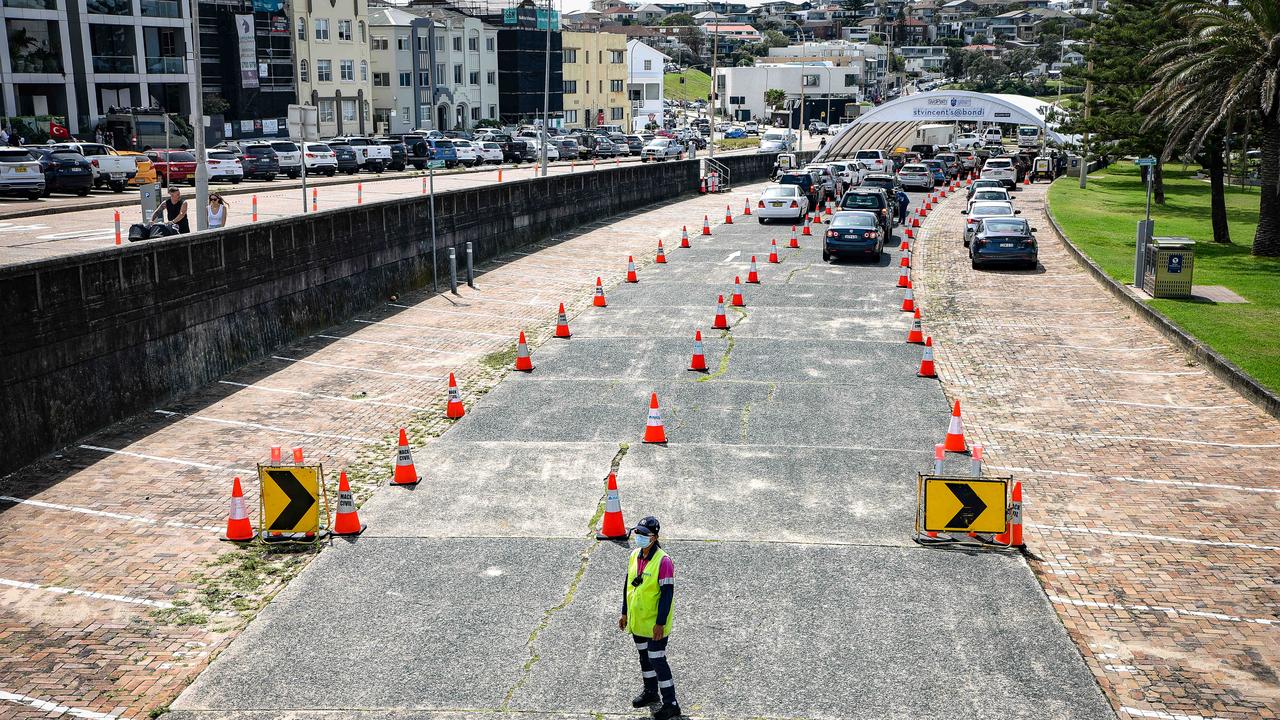 A pop up Covid testing clinic at Bondi Beach. Picture: NCA NewsWire/Flavio Brancaleone