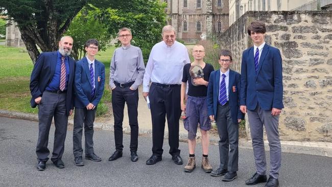 Cardinal George Pell visiting Chavagnes International College in France in June 2022. Picture: Facebook