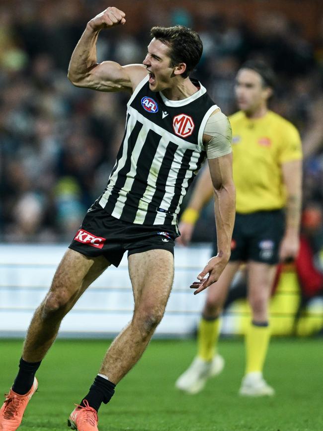 As was skipper Connor Rozee, who was awarded the Showdown medal. Picture: Mark Brake/Getty Images)