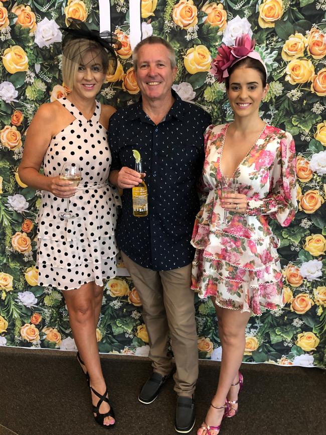 Julie and Michael Keegan with daughter Jess Pickering at White Rhino Bar & Eats in Surfers Paradise for Melbourne Cup celebrations.