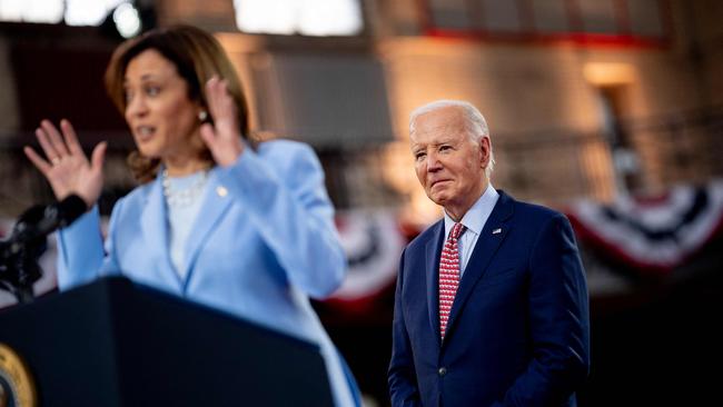 Vice President Kamala Harris introduces US President Joe Biden during a campaign rally in Philadelphia. Picture: Getty Images via AFP