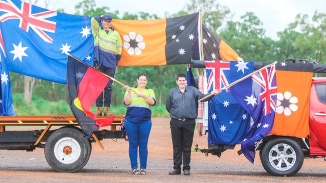 Corey Marsh, Nicole Hamilton and Chris Gill ready to go for the iconic charity event. Picture: Glenn Campbell