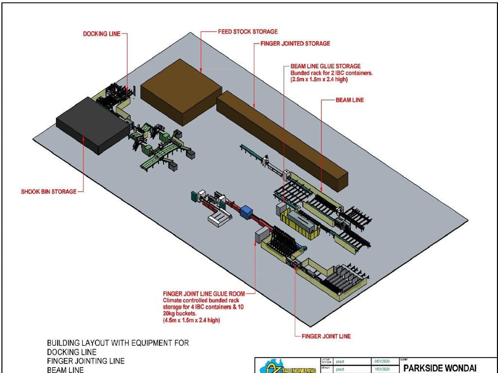 Plans for a new wooden and laminated product manufacturing plant in Wondai. Image: SBRC.