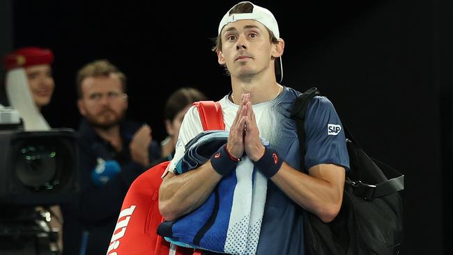 Alex de Minaur after his defeat by Jannik Sinner on Wednesday night. Picture: Getty Images