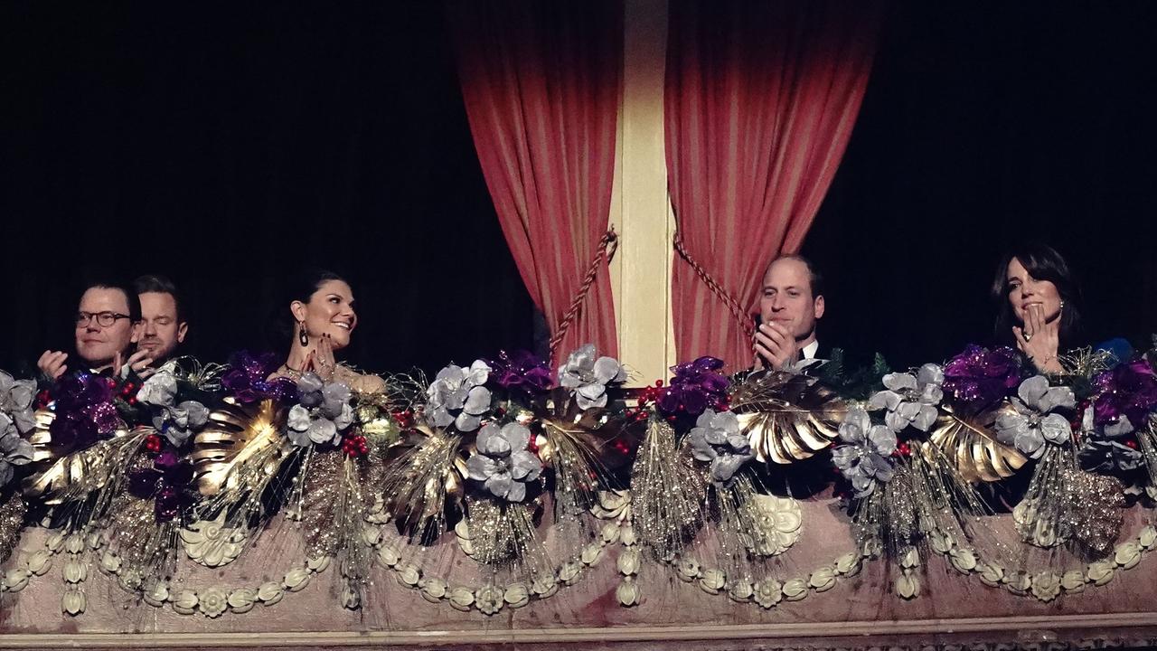 Kate and William with the Swedish royals at the Royal Variety Performance. Picture: AFP