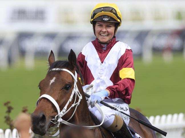 SYDNEY, AUSTRALIA - NOVEMBER 07: Cejay Graham on Accountability returns to scale after winning race 5 the KIA Handicap during Sydney Racing at Rosehill Gardens on November 07, 2020 in Sydney, Australia. (Photo by Mark Evans/Getty Images)