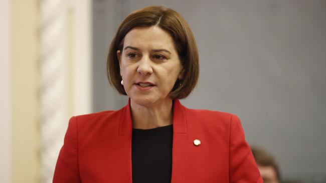 Queensland Opposition Leader Deb Frecklington speaks during Question Time at Parliament House. (AAP Image/Glenn Hunt)