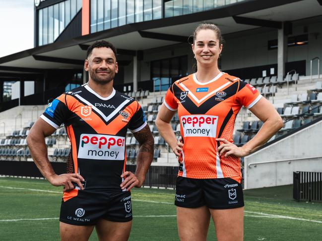 Tigers captains Api Koroisau and Apps. Picture: Wests Tigers