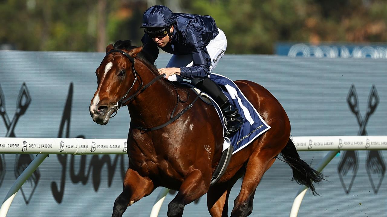 Storm Boy and Adam Hyeronimus score a commanding victory in the San Domenico Stakes at Rosehill. Picture: Getty Images