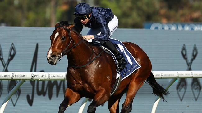 Storm Boy and Adam Hyeronimus score a commanding victory in the San Domenico Stakes at Rosehill. Picture: Getty Images