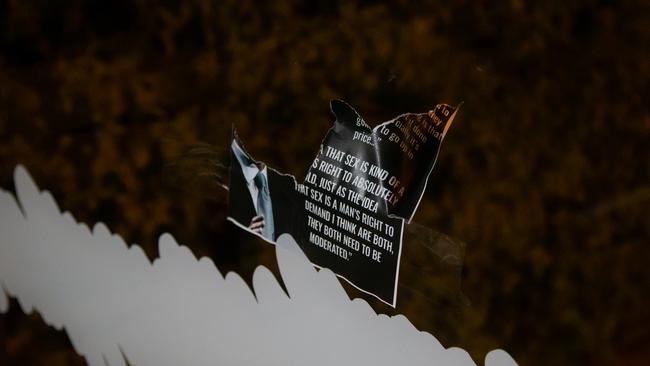 One sign was torn down by a political supporter at a Mosman poll booth overnight. Picture: Damian Hofman