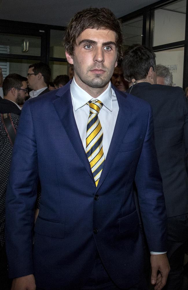 West Coast’s Andrew Gaff after the AFL tribunal. Picture: Luis Ascui/AAP.