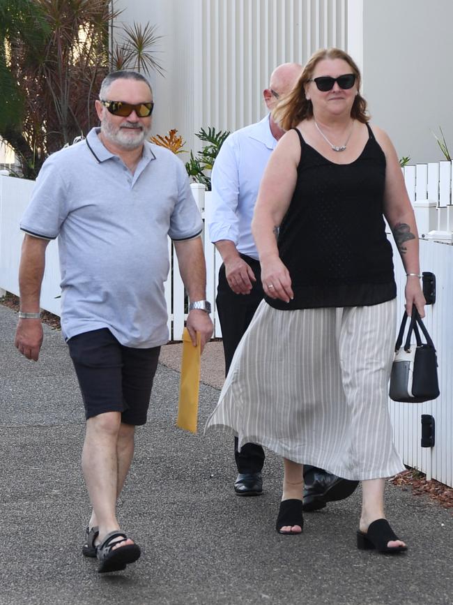 Jason Challis’s mother and stepfather Helen and Mirko Brandich arrive at the Darwin Local Court on Tuesday.