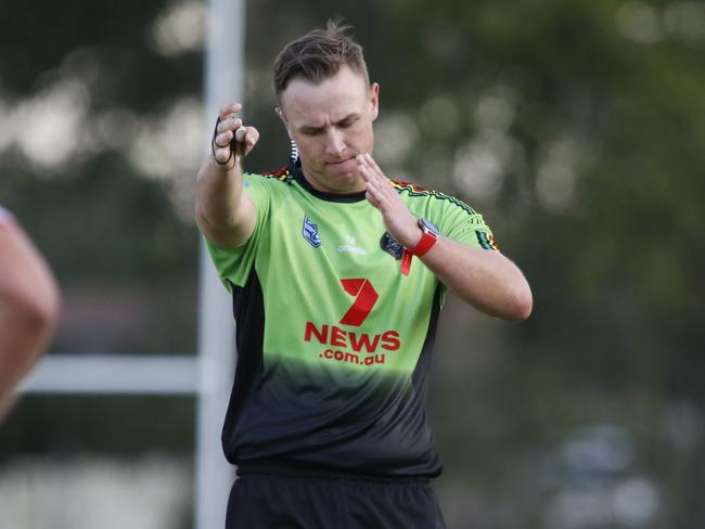 Referee points the way at Peppertree Sporting Complex. Picture Warren Gannon Photography