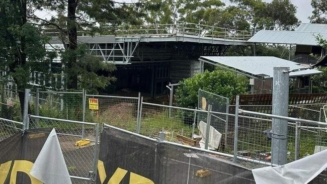 A photo of the partially reconstructed Lane Cove Public School hall. Photo: Change.org.