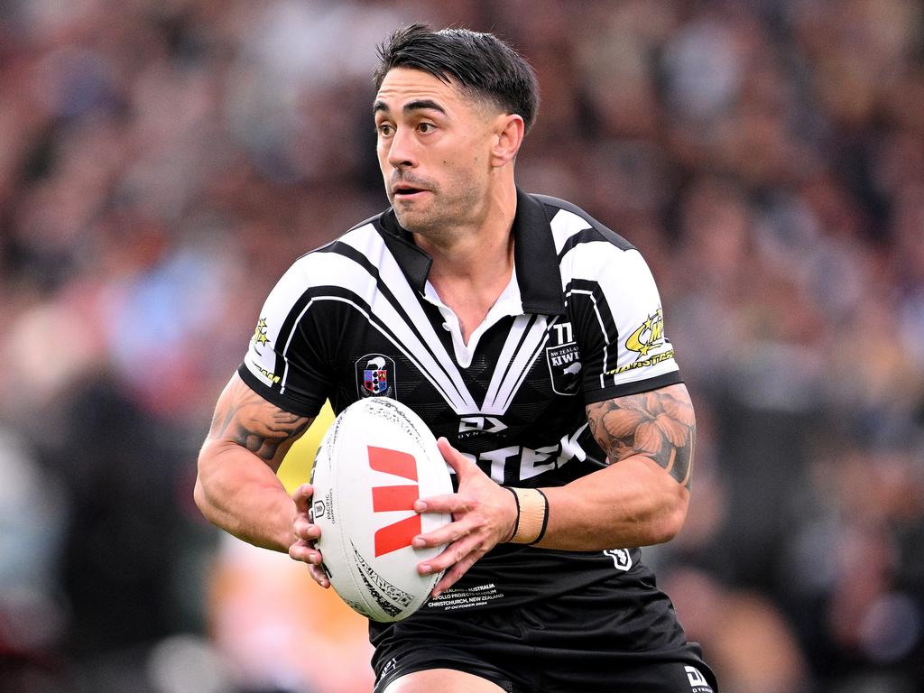 Shaun Johnson gave his all, but no doubt struggled given the rustiness of the Kiwis compared to the Kangaroos. Picture: Joe Allison/Getty Images