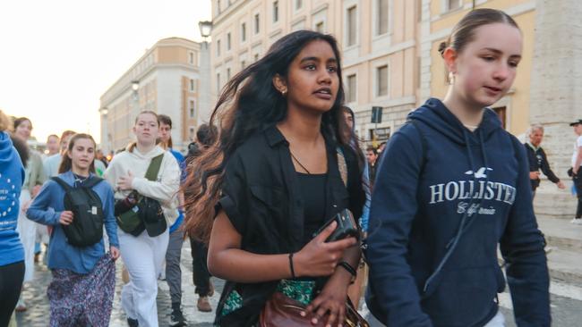 Young people turned out in huge numbers to farewell Pope Francis. Photo: Jacquelin Magnay