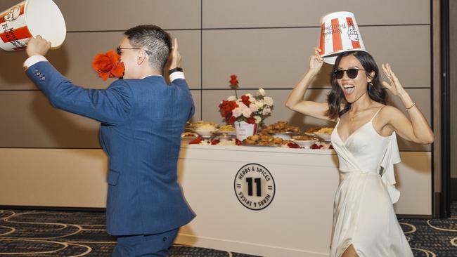 Sydney couple at their KFC-themed wedding. Picture: Supplied