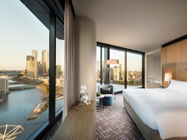 Pan Pacific Melbourne, view from the bedroom in the Panoramic Suite. For TasWeekend. Picture: Adam Bruzzone