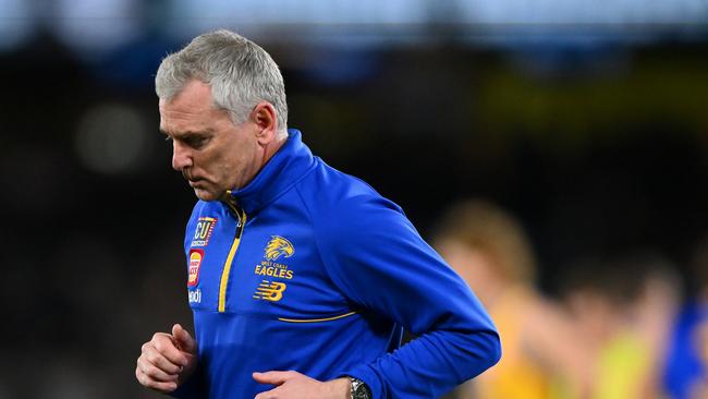 Adam Simpson is under increasing pressure as West Coast coach. (Photo by Morgan Hancock/AFL Photos via Getty Images)