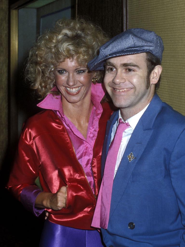 Olivia Newton-John and musician Elton John. Picture: Getty Images