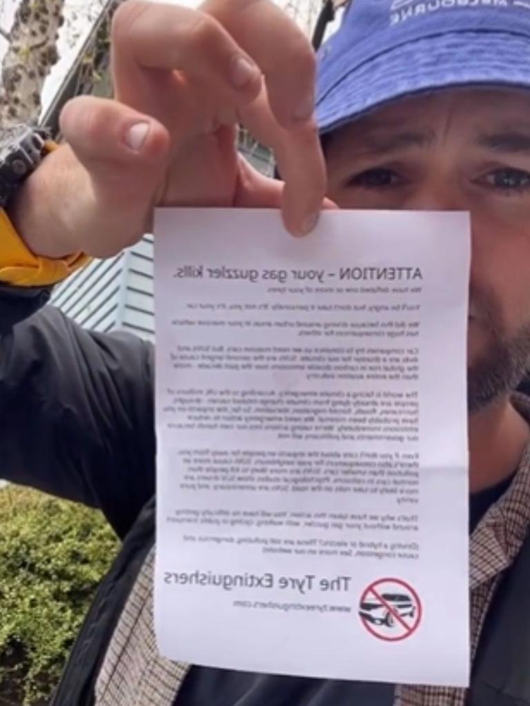 Mr Lang spotted the note on a neighbour’s car. Picture: Instagram (@safelec)