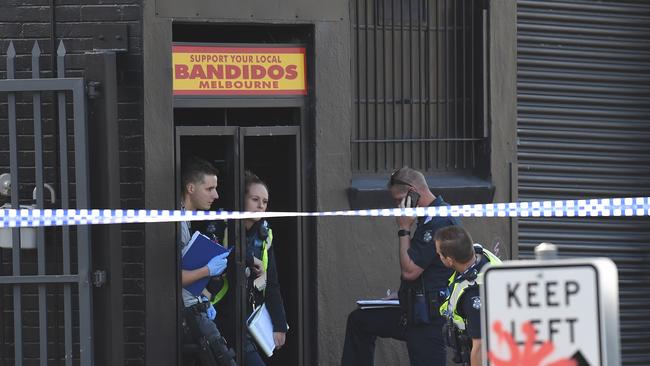Police are investigating following the death of a man at the Bandidos clubhouse in Brunswick. Picture: Nicole Garmston