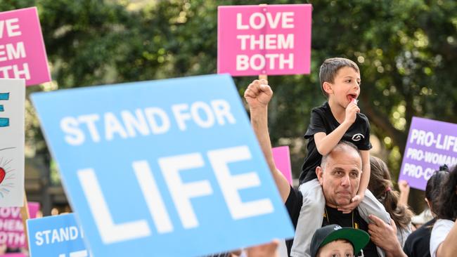 Protesters during an anti-abortion rally in Hyde Park. Picture: James Gourley