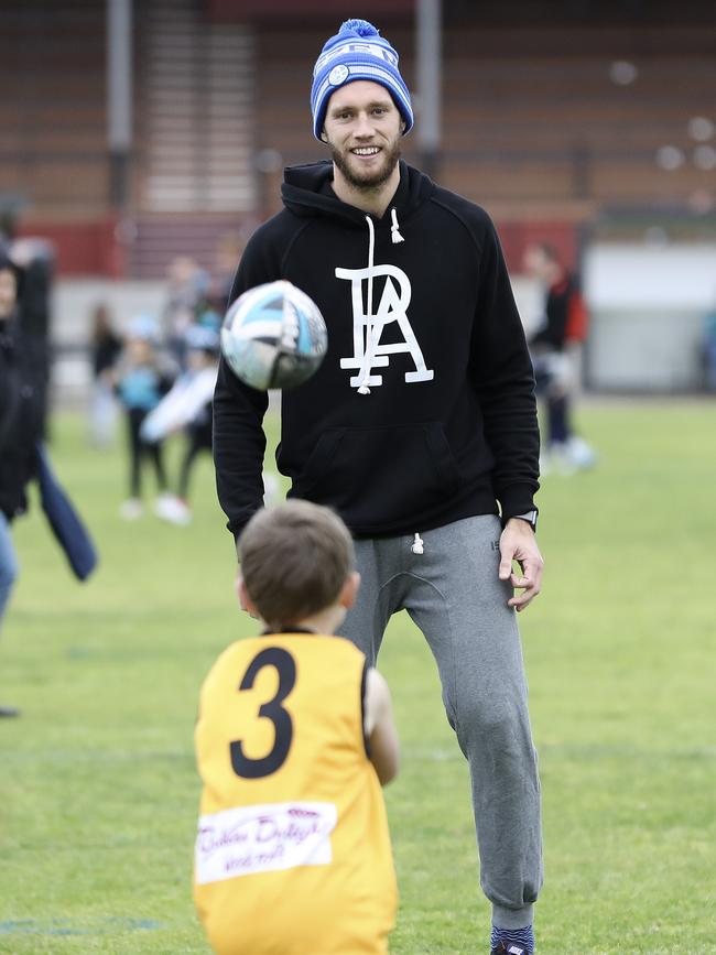 Port Adelaide’s Jack Hombsch could replace Tom Joans in the Power backline. Picture SARAH REED