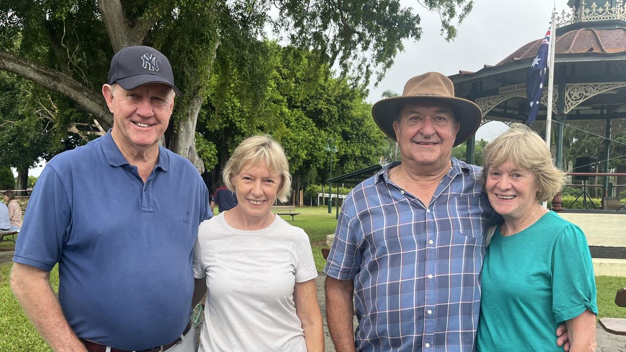 Peter Brook and Debbie Brook with Steve Dopson and Kerry Dopson at Maryborough's Australia Day breakfast.