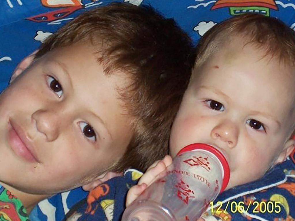 Kalyn Ponga with his younger brother Kacey Jon Ponga, who passed away in 2005 after a drowning accident at Mt Isa. Photo: Supplied.