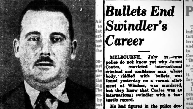 Notorious swindler James Coates was murdered in cold blood in 1947. Pictures: Trove